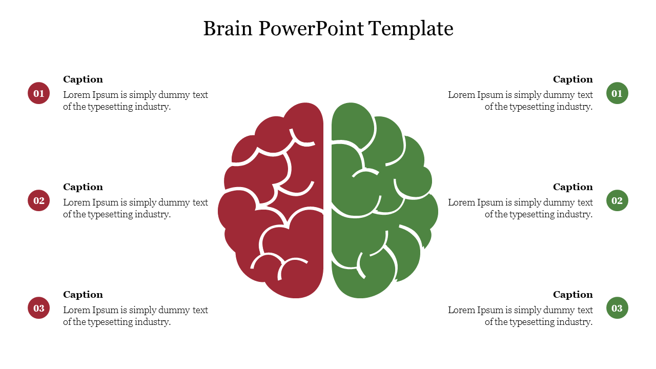 Pleasing Brain PowerPoint Template For Presentation